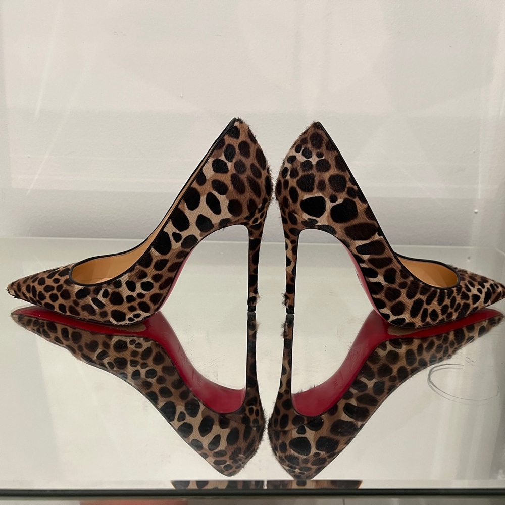 Christian louboutin suede leopard print worn once